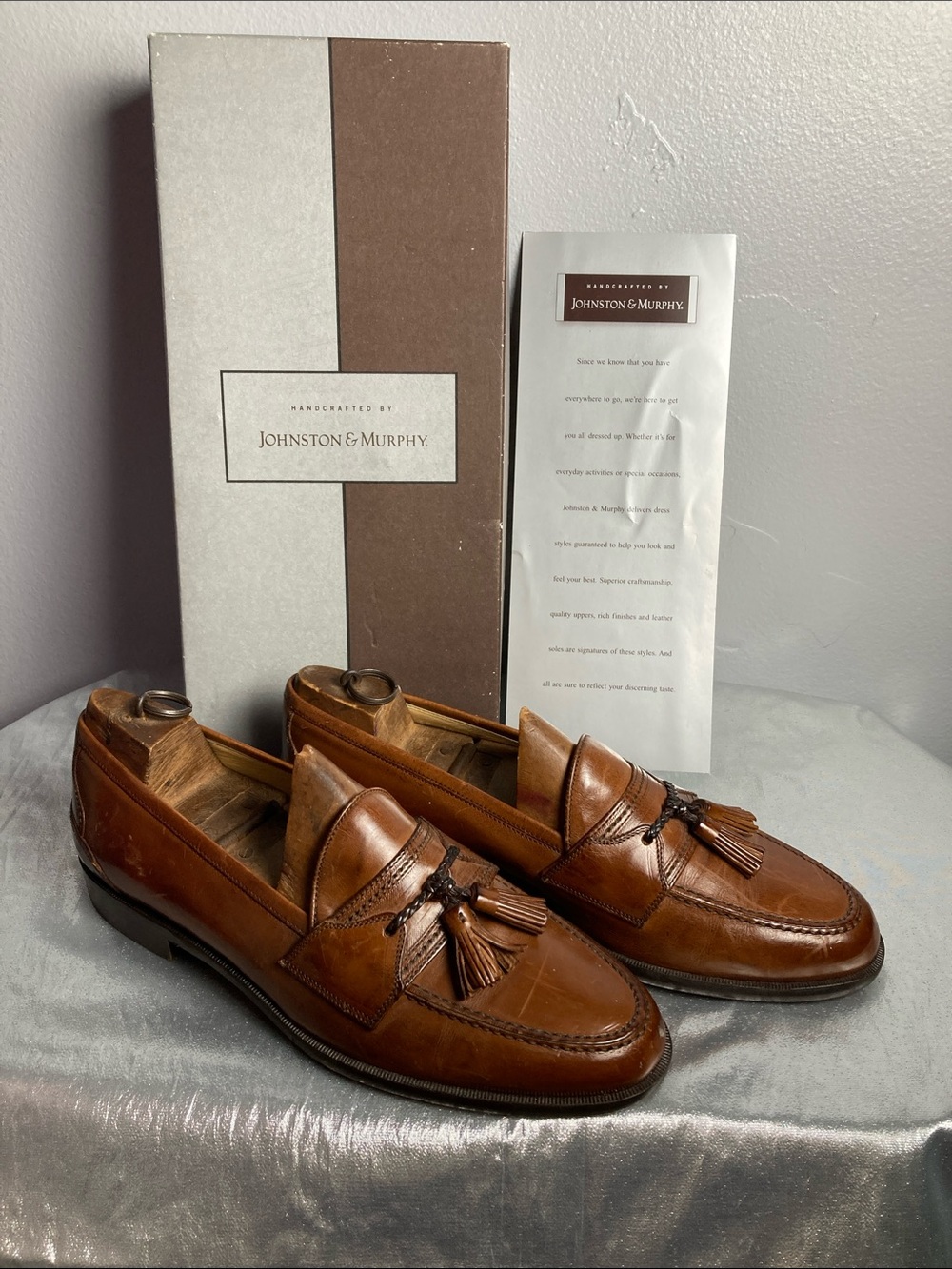 Johnston & Murphy Brown Leather Tassel Loafers Sz 9M